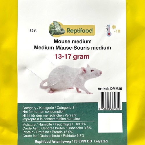 Diepvries muis middel 13-17  gram 25 st.